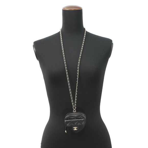 CHANEL Authentic Black Lambskin Leather Heart Wallet - Picture 4 of 10